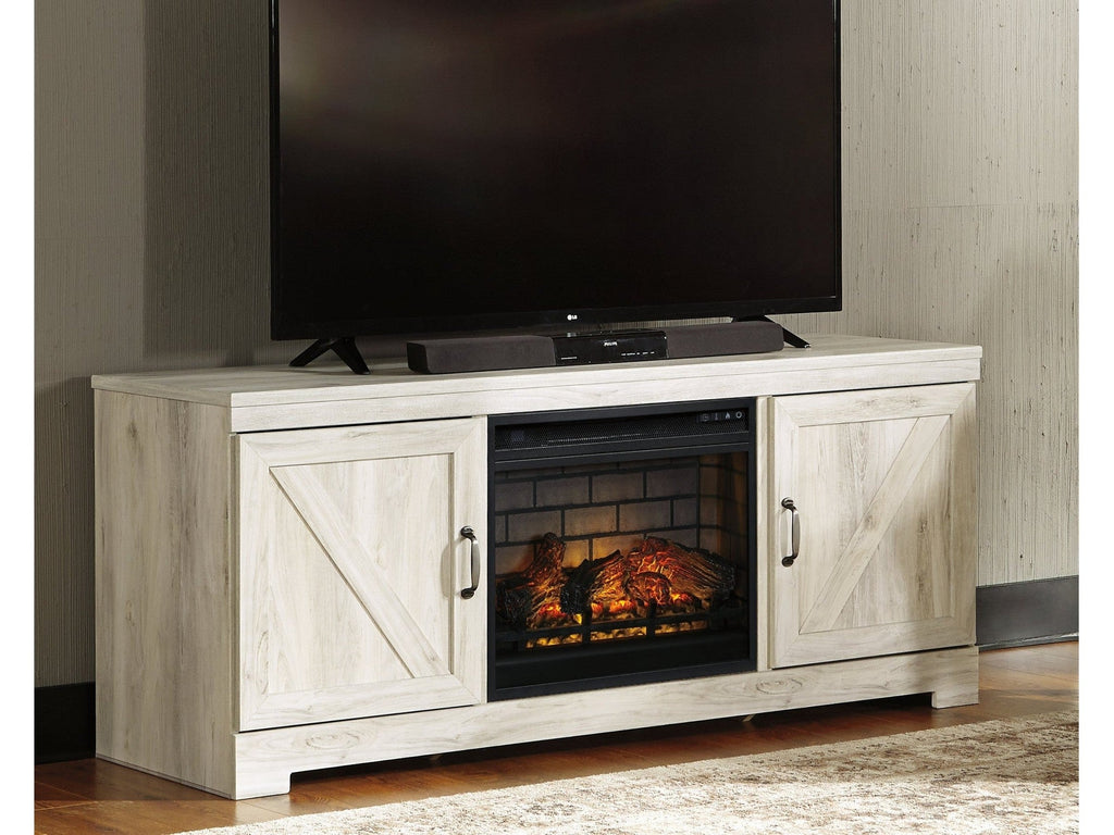 Bellaby Whitewash 63" TV Stand with Electric Fireplace
