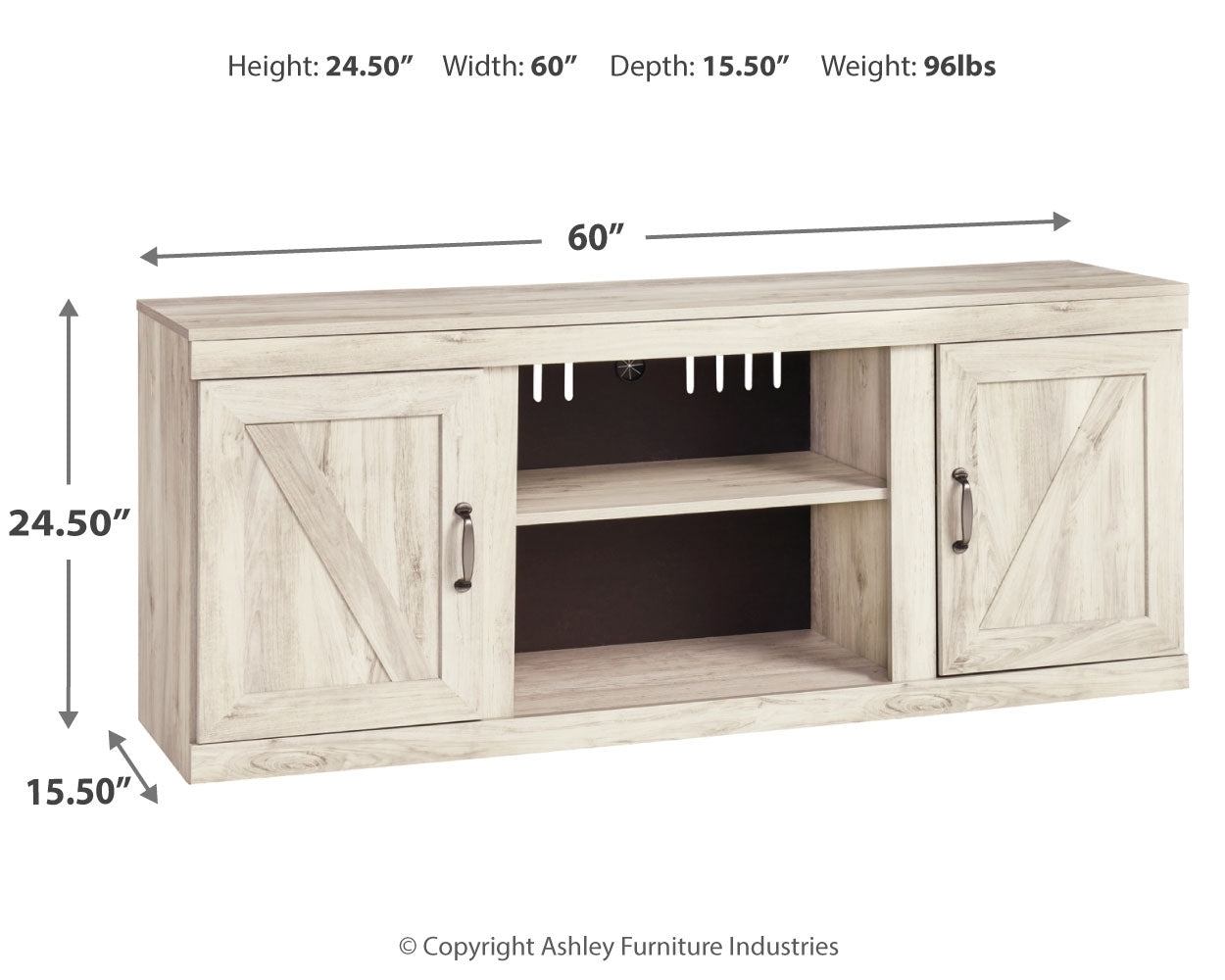 Bellaby Whitewash Entertainment Center