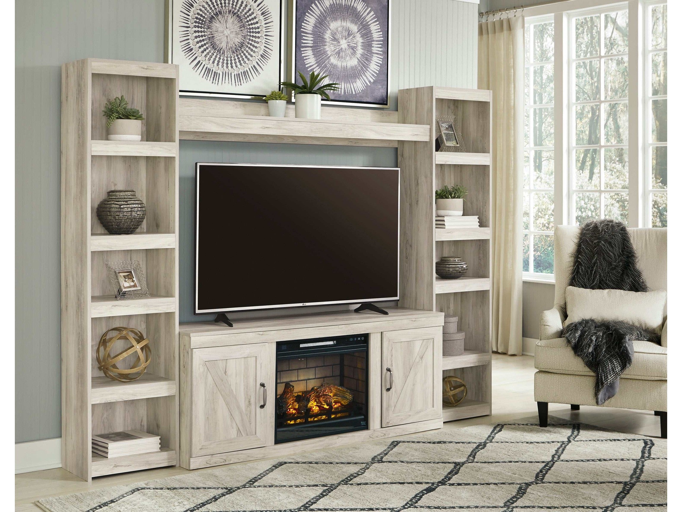 Bellaby Whitewash Entertainment Center