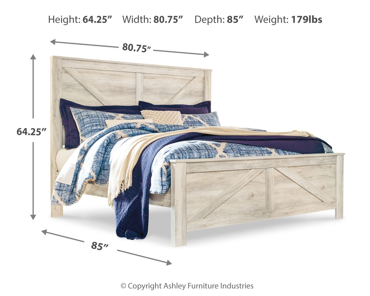 Bellaby Whitewash King Crossbuck Panel Bed