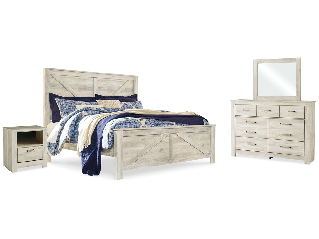 Bellaby Whitewash King Crossbuck Panel Bedroom Set