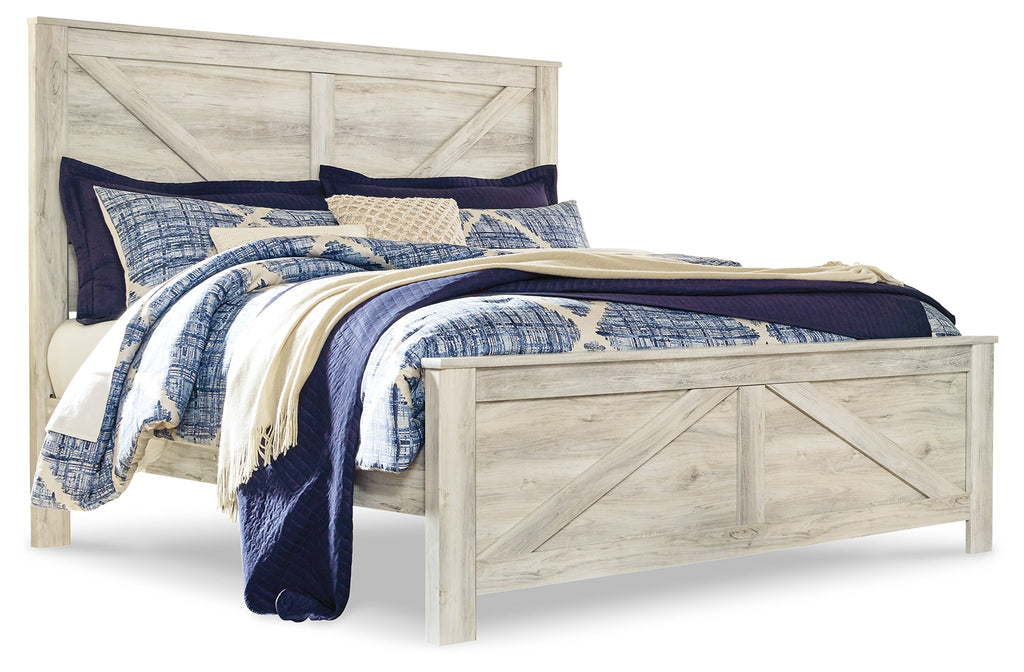 Bellaby Whitewash King Crossbuck Panel Bedroom Set