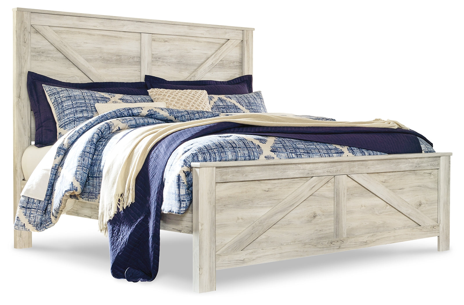 Bellaby Whitewash King Crossbuck Panel Bedroom Set