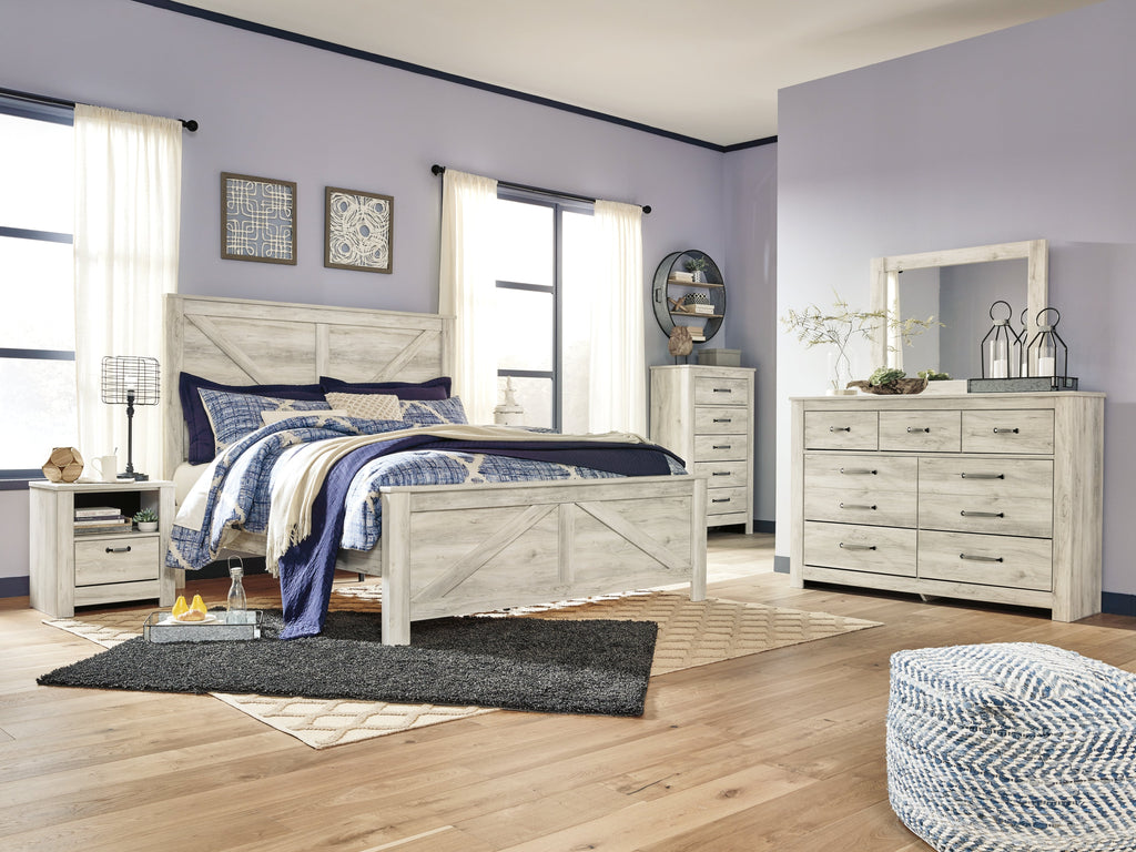 Bellaby Whitewash King Crossbuck Panel Bedroom Set
