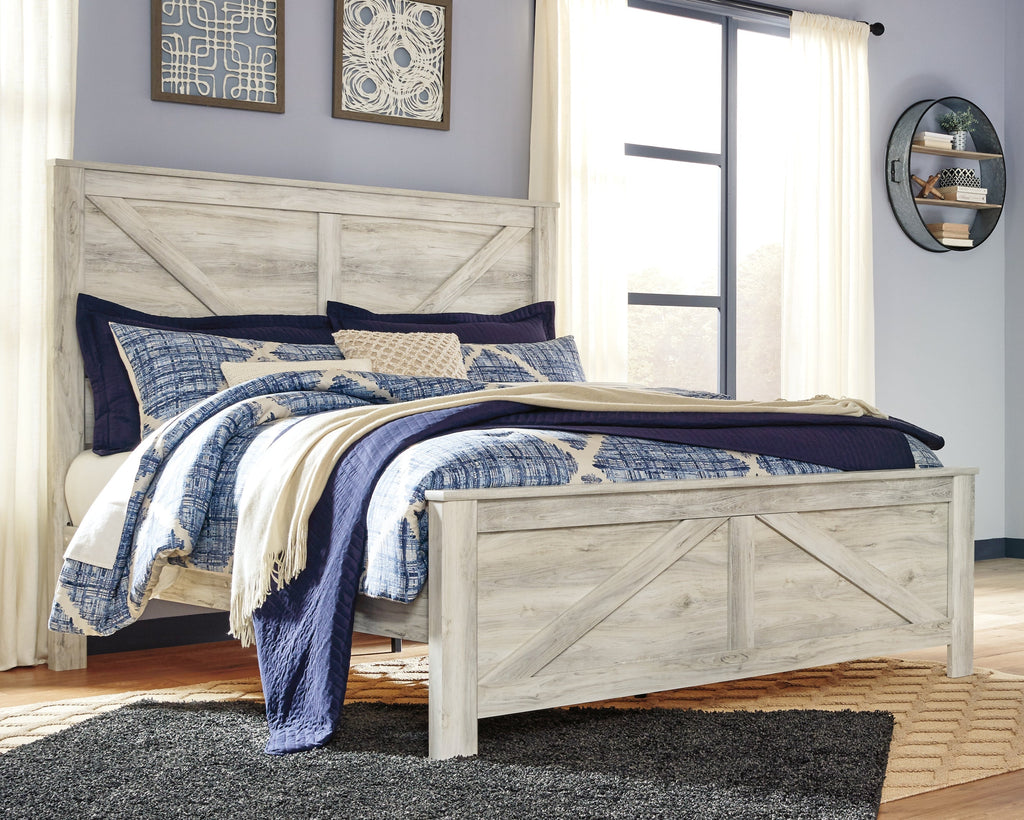 Bellaby Whitewash King Crossbuck Panel Bedroom Set
