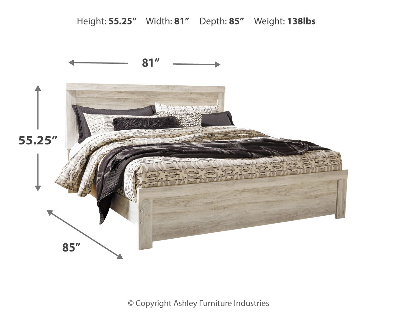 Bellaby Whitewash King Panel Bed and 2 Nightstands