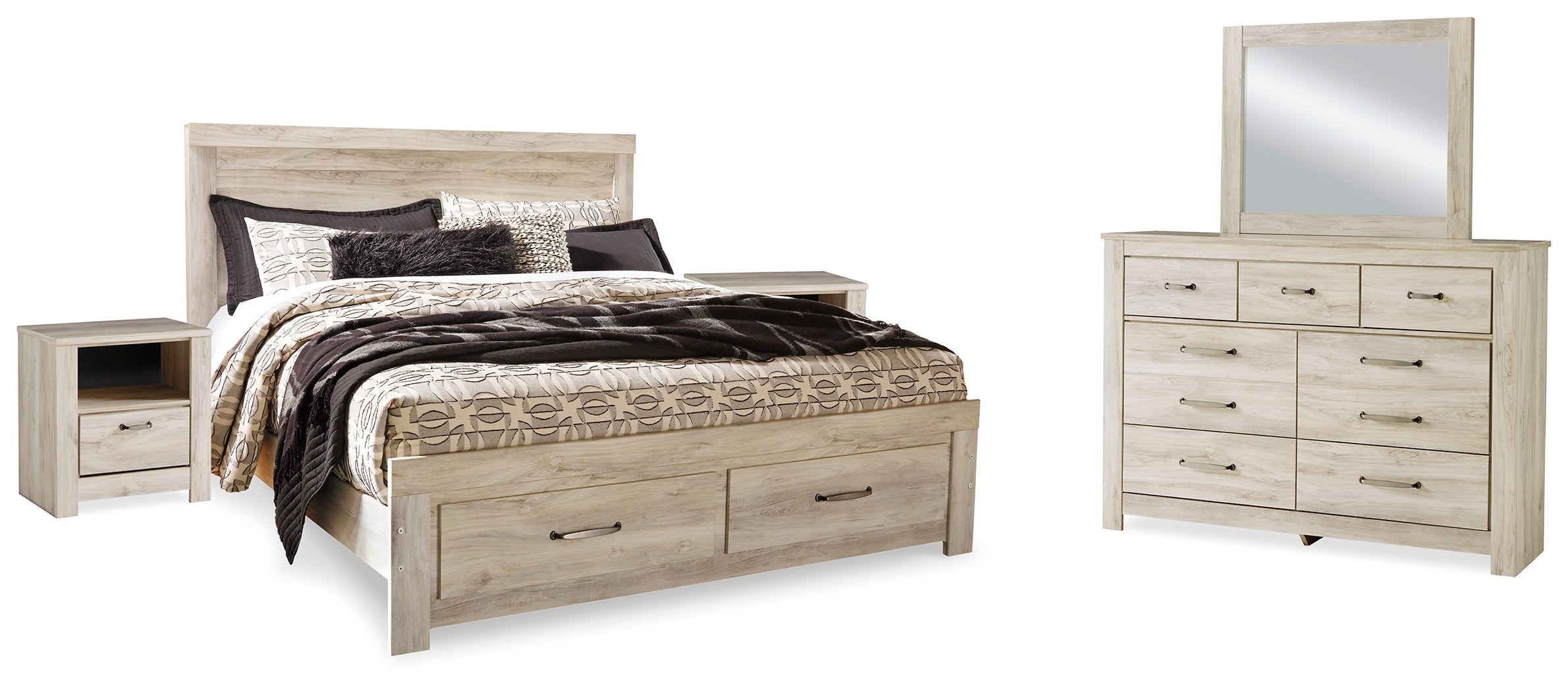 Bellaby Whitewash King Panel Storage Bedroom Set