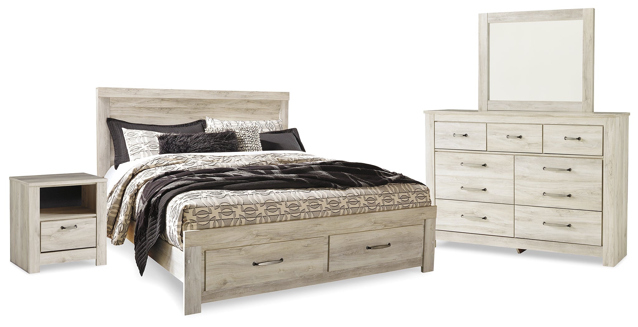 Bellaby Whitewash King Panel Storage Bedroom Set