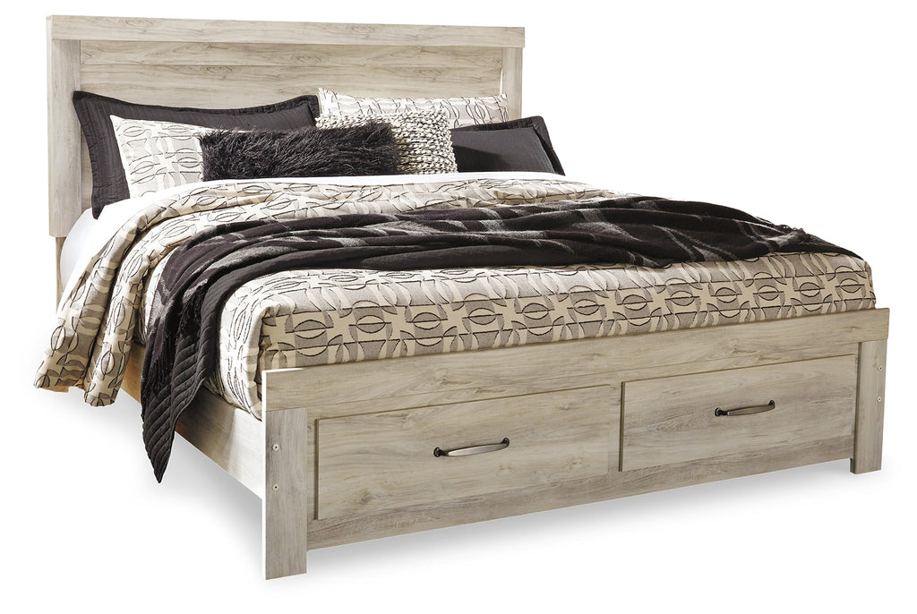 Bellaby Whitewash King Storage Bed & 2 Nightstands