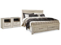 Bellaby Whitewash King Storage Bed & 2 Nightstands