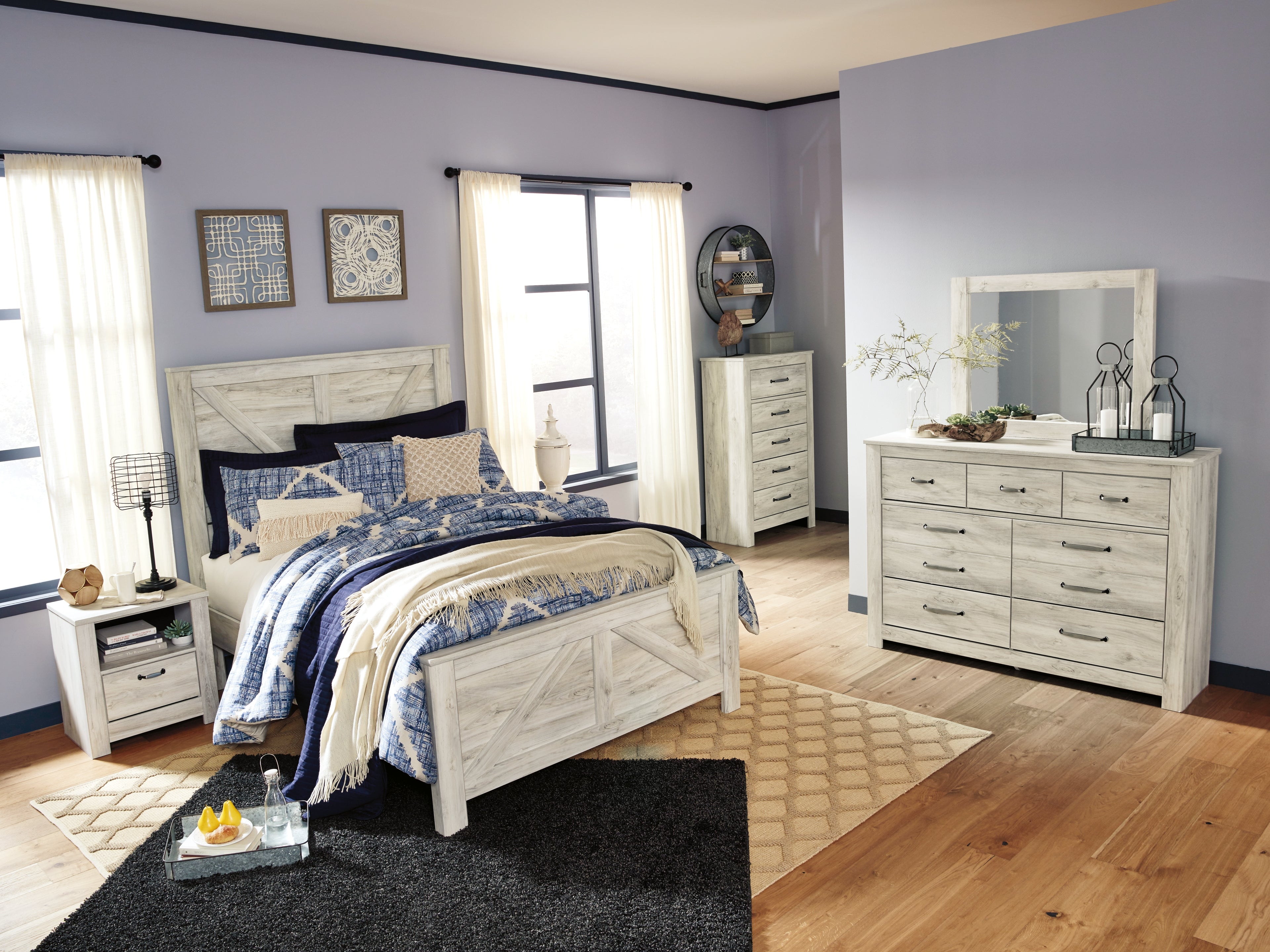 Bellaby Whitewash Queen Crossbuck Panel Bed
