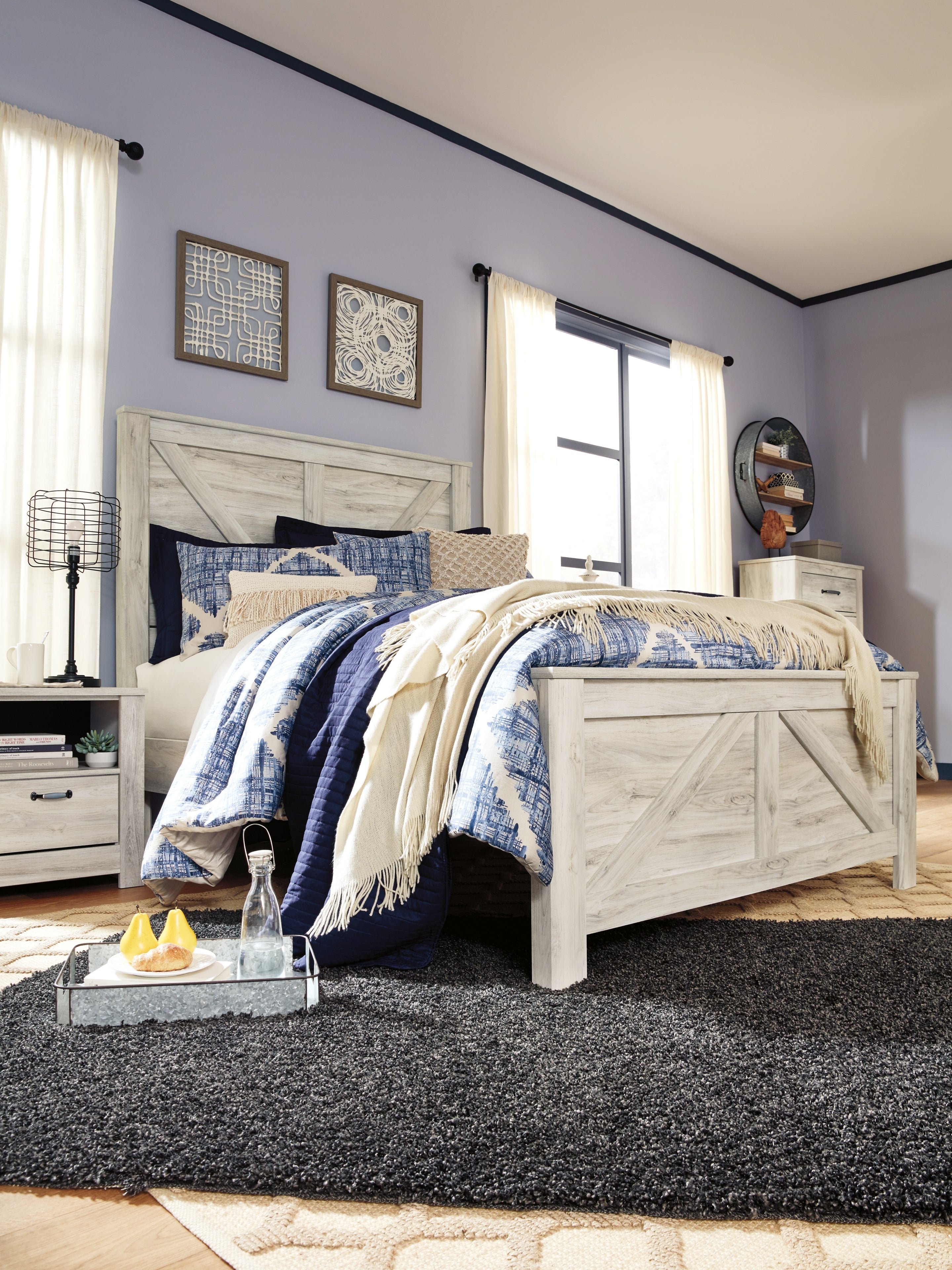Bellaby Whitewash Queen Crossbuck Panel Bed