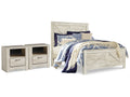 Bellaby Whitewash Queen Crossbuck Panel Bedroom Set with 2 Nightstands