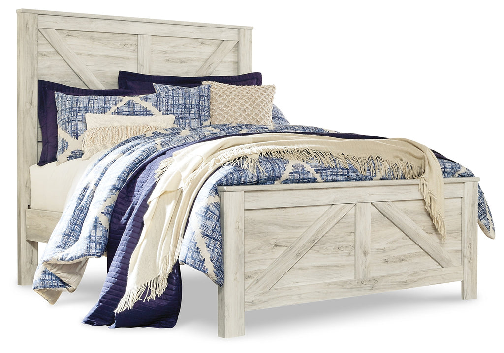 Bellaby Whitewash Queen Crossbuck Panel Bedroom Set with 2 Nightstands