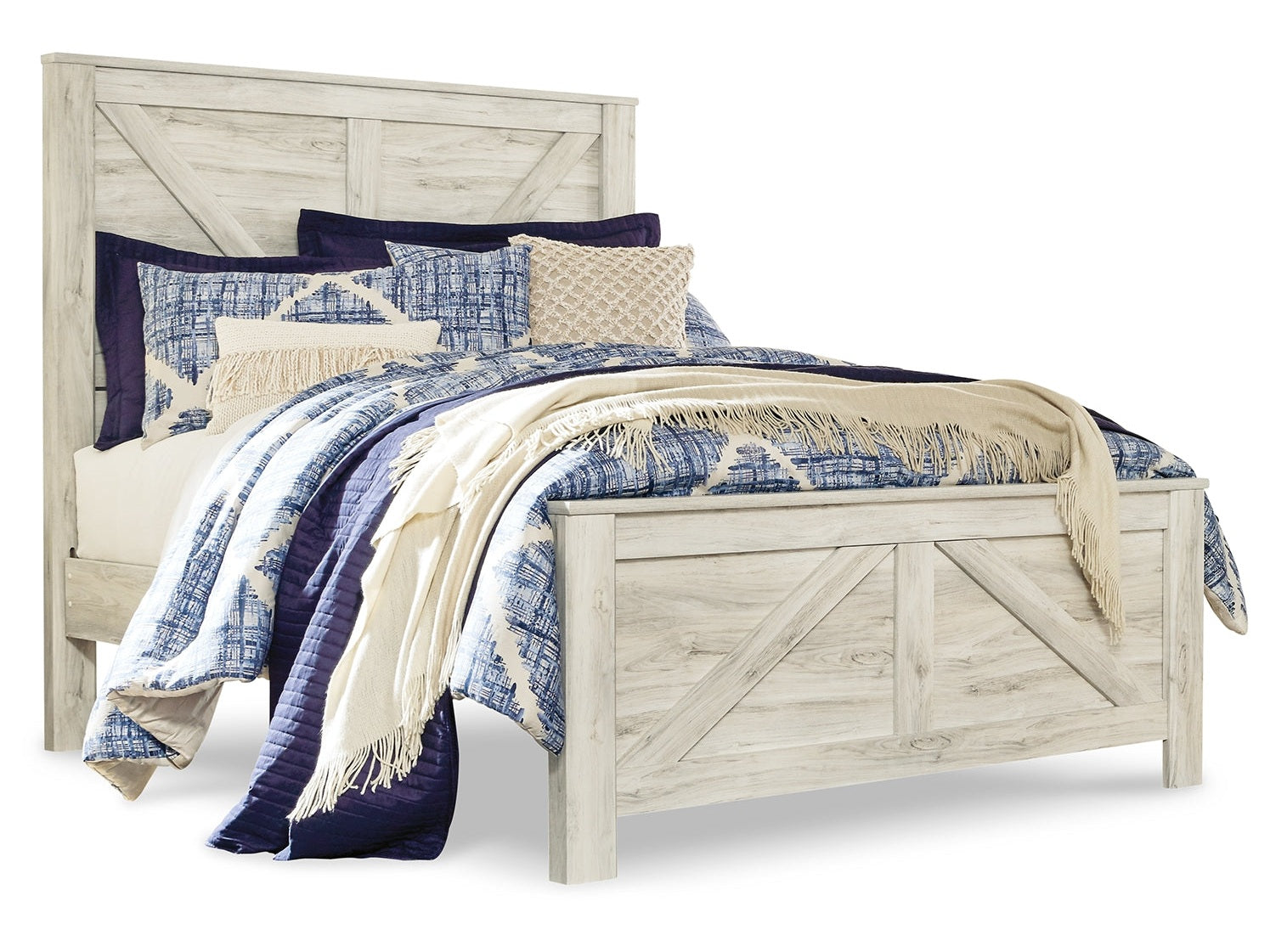 Bellaby Whitewash Queen Crossbuck Panel Bedroom Set