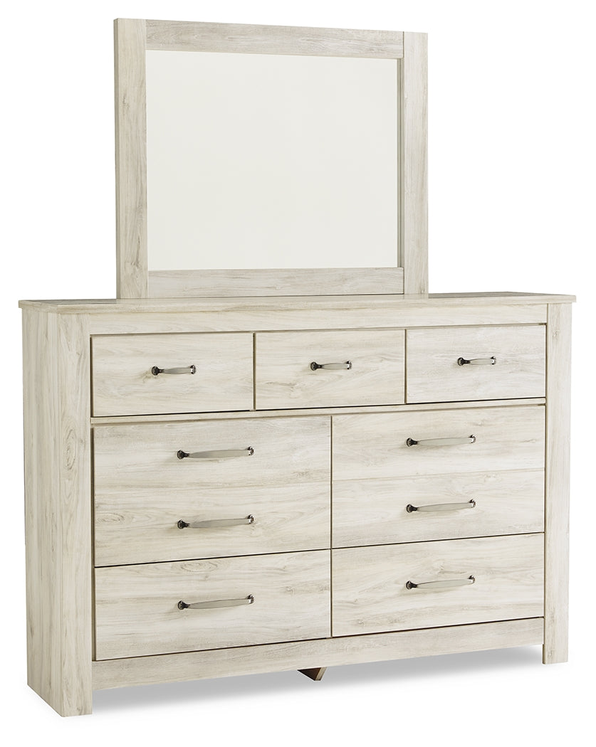 Bellaby Whitewash Queen Panel Bed, Dresser and Mirror