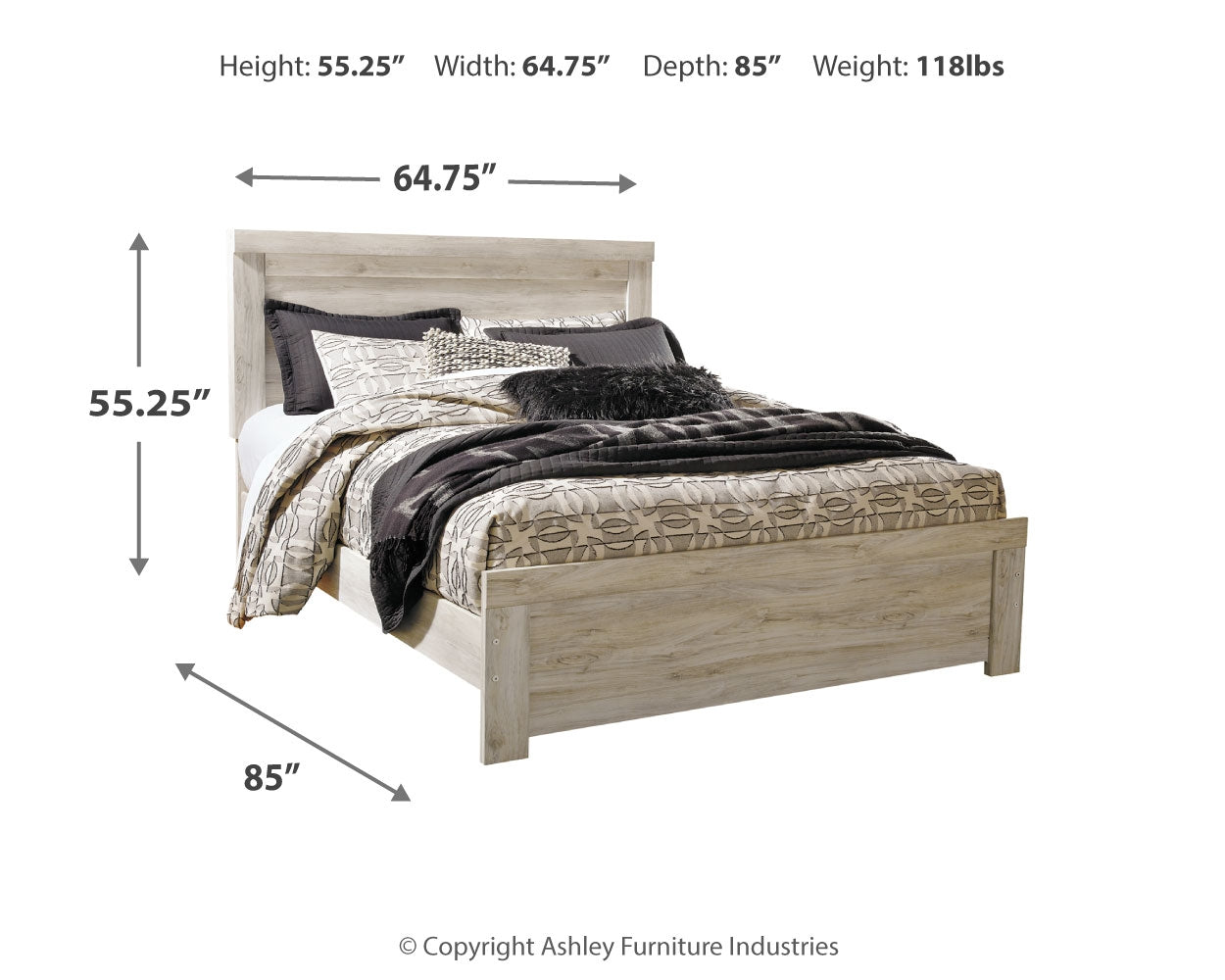 Bellaby Whitewash Queen Panel Bed, Dresser and Mirror