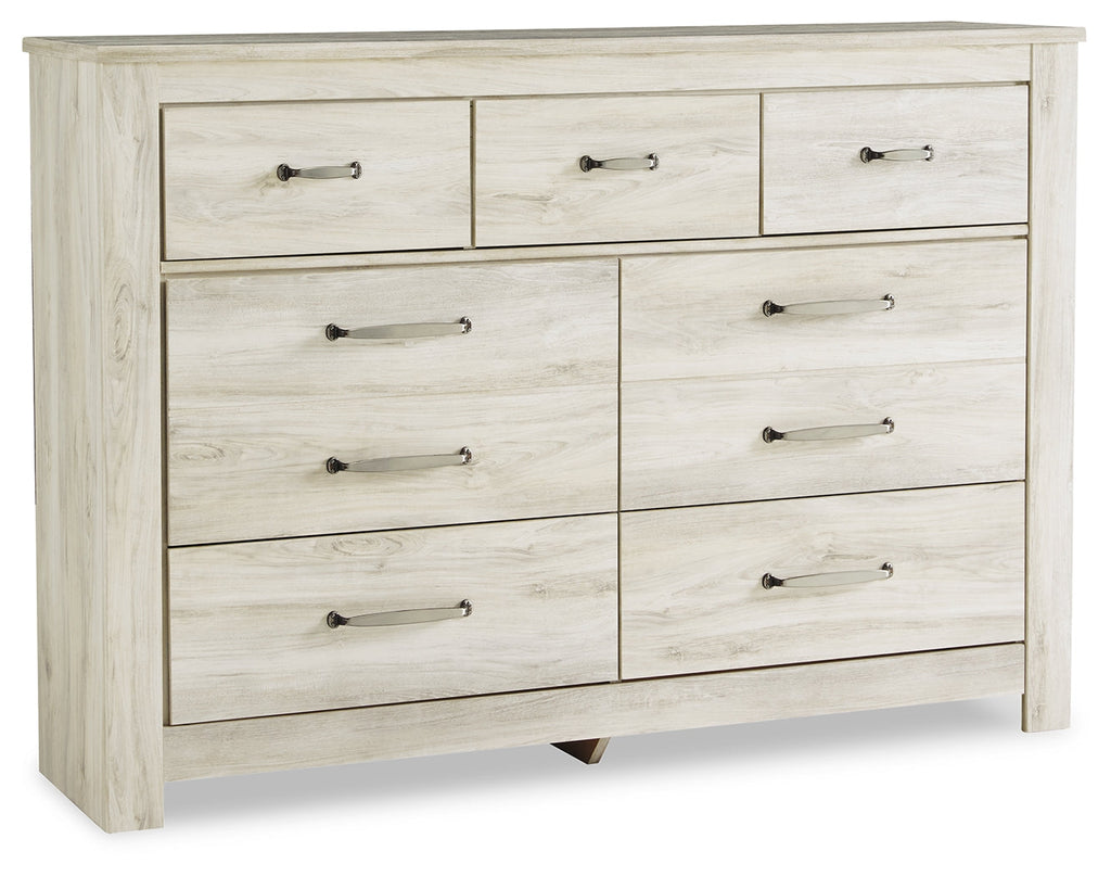 Bellaby Whitewash Queen Panel Storage Bed, Dresser and Nightstand