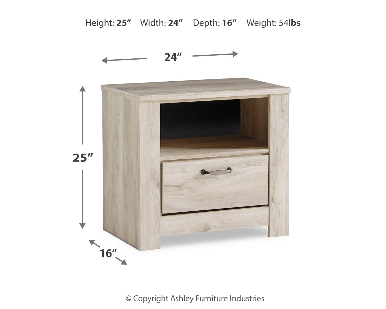 Bellaby Whitewash Queen Panel Storage Bed, Dresser and Nightstand