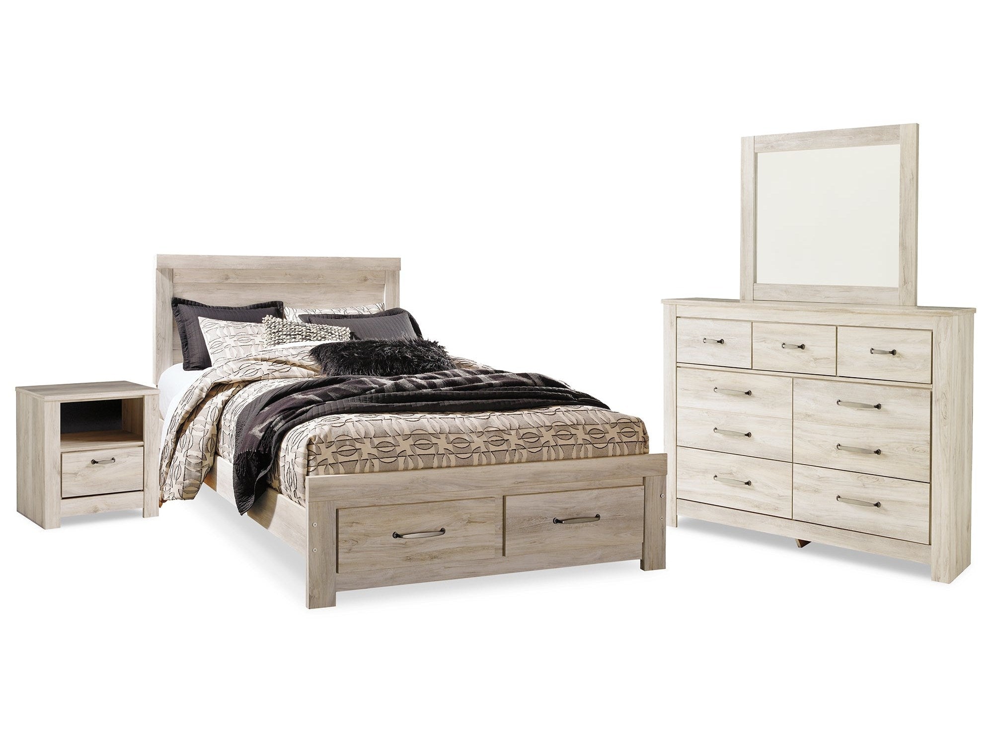 Bellaby Whitewash Queen Panel Storage Bedroom Set