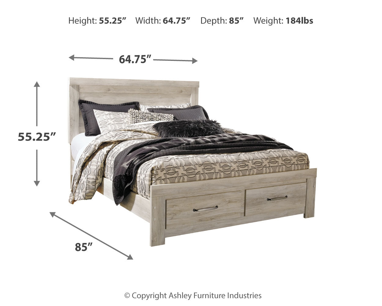 Bellaby Whitewash Queen Panel Storage Bedroom Set