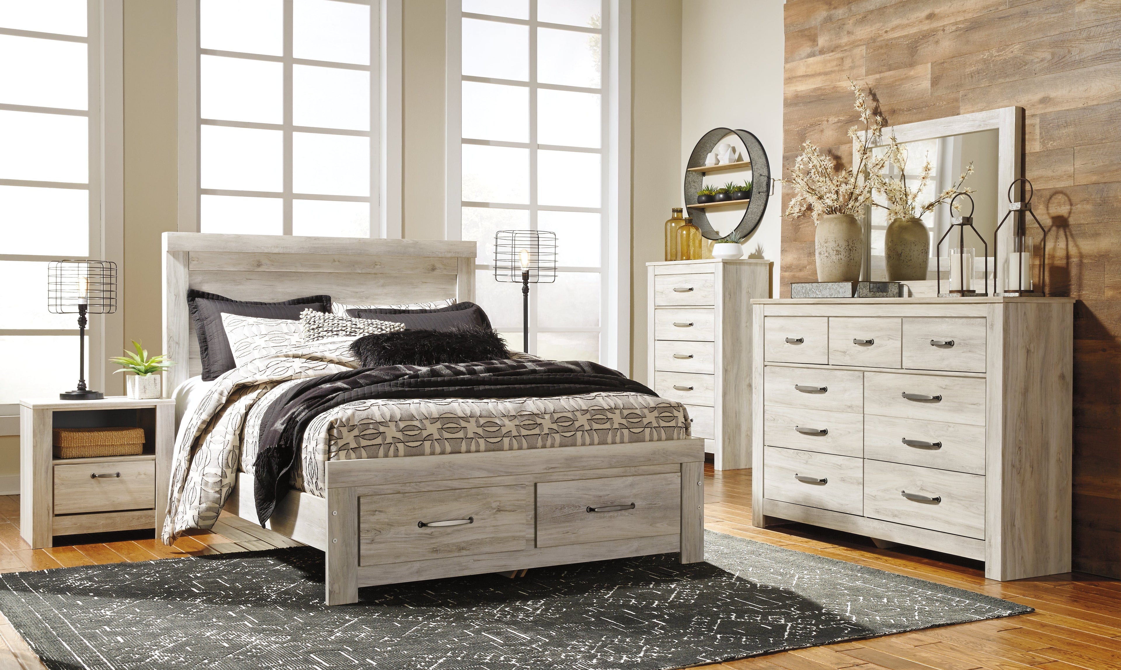 Bellaby Whitewash Queen Panel Storage Bedroom Set