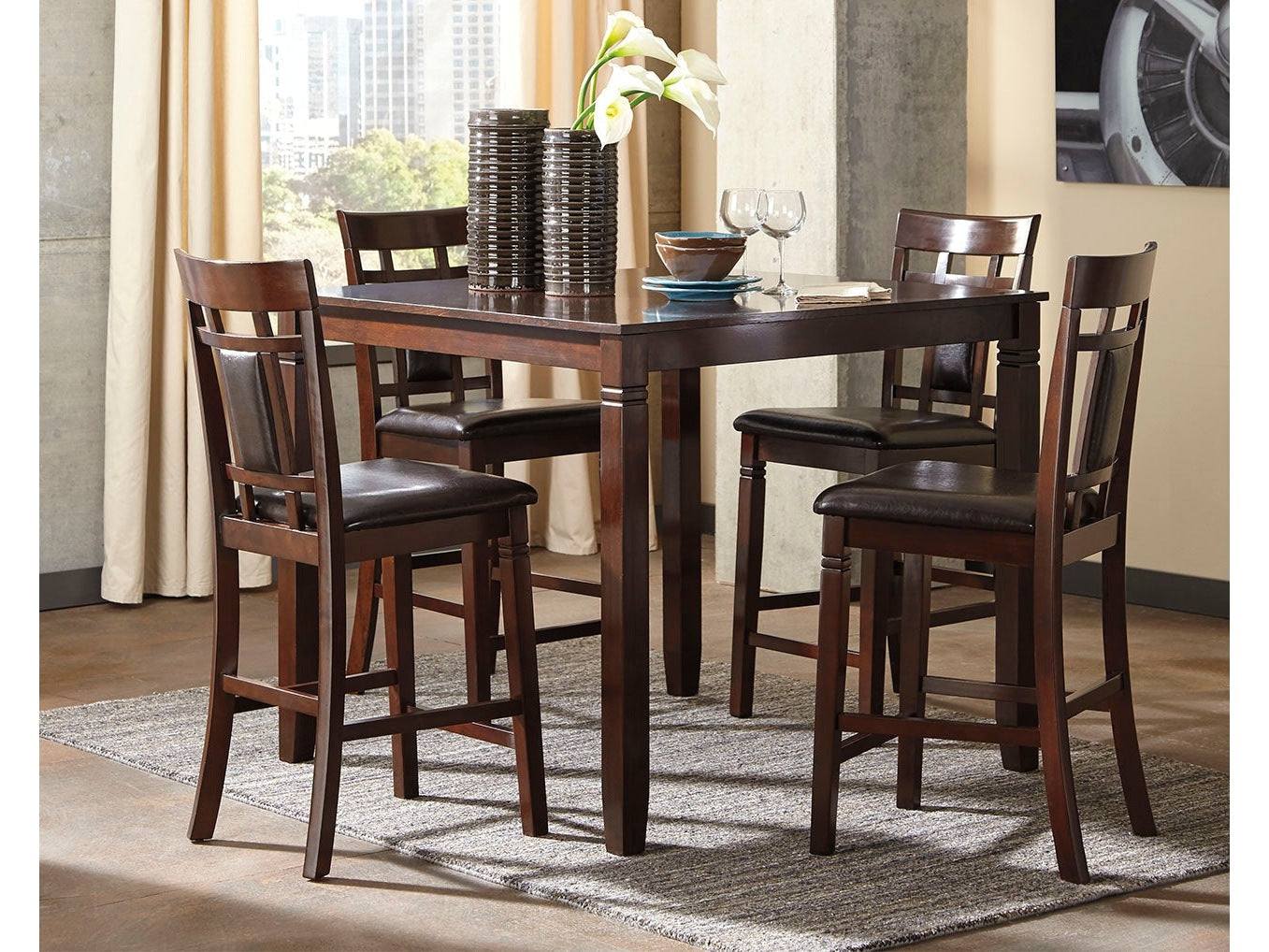 Bennox Brown Counter Height Dining Room Set (Set of 5)