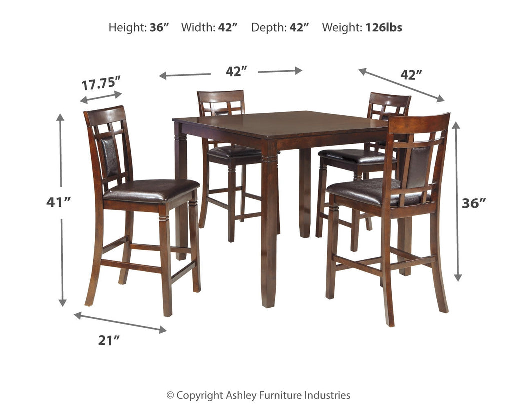 Bennox Brown Counter Height Dining Room Set (Set of 5)