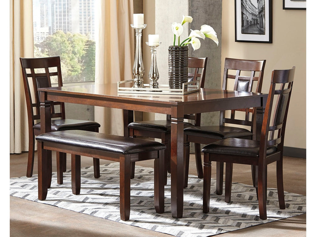 Bennox Brown Dining Room Set w/ Bench (Set of 6)