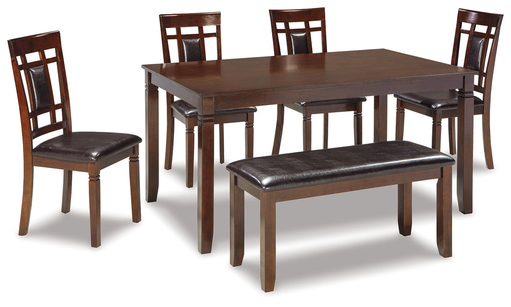 Bennox Brown Dining Room Set w/ Bench (Set of 6)