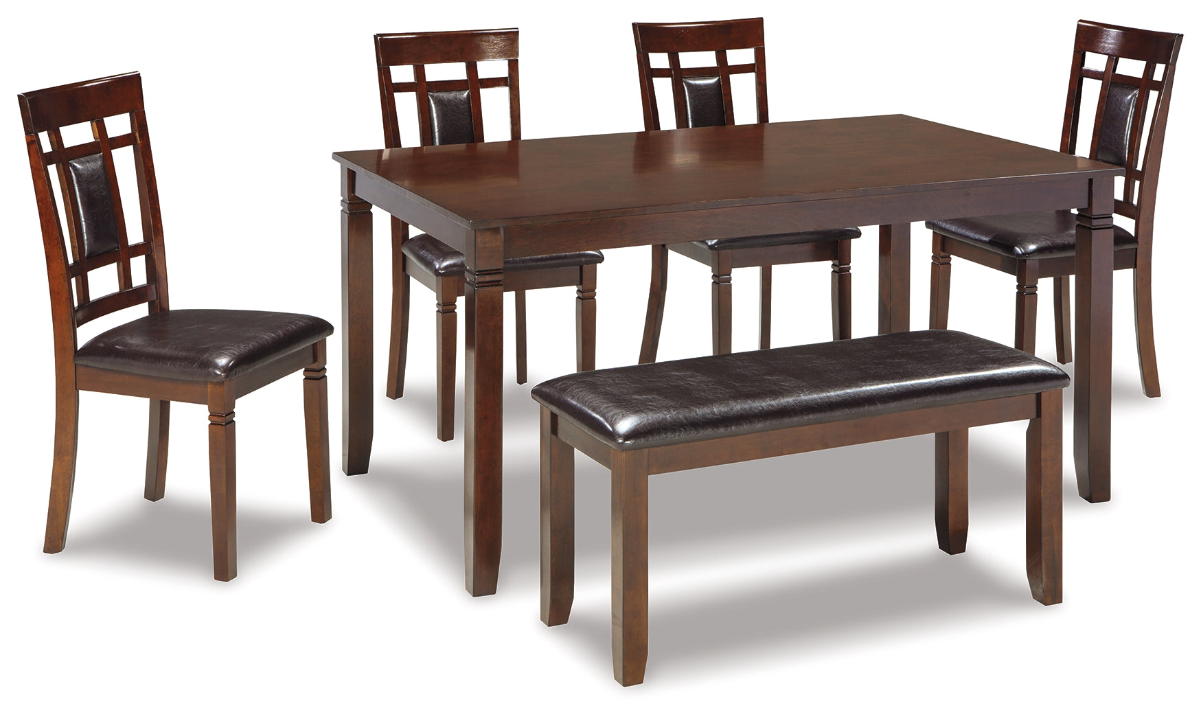 Bennox Brown Dining Room Set w/ Bench (Set of 6)