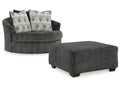 Biddeford Gray Oversized Swivel Chair and Ottoman