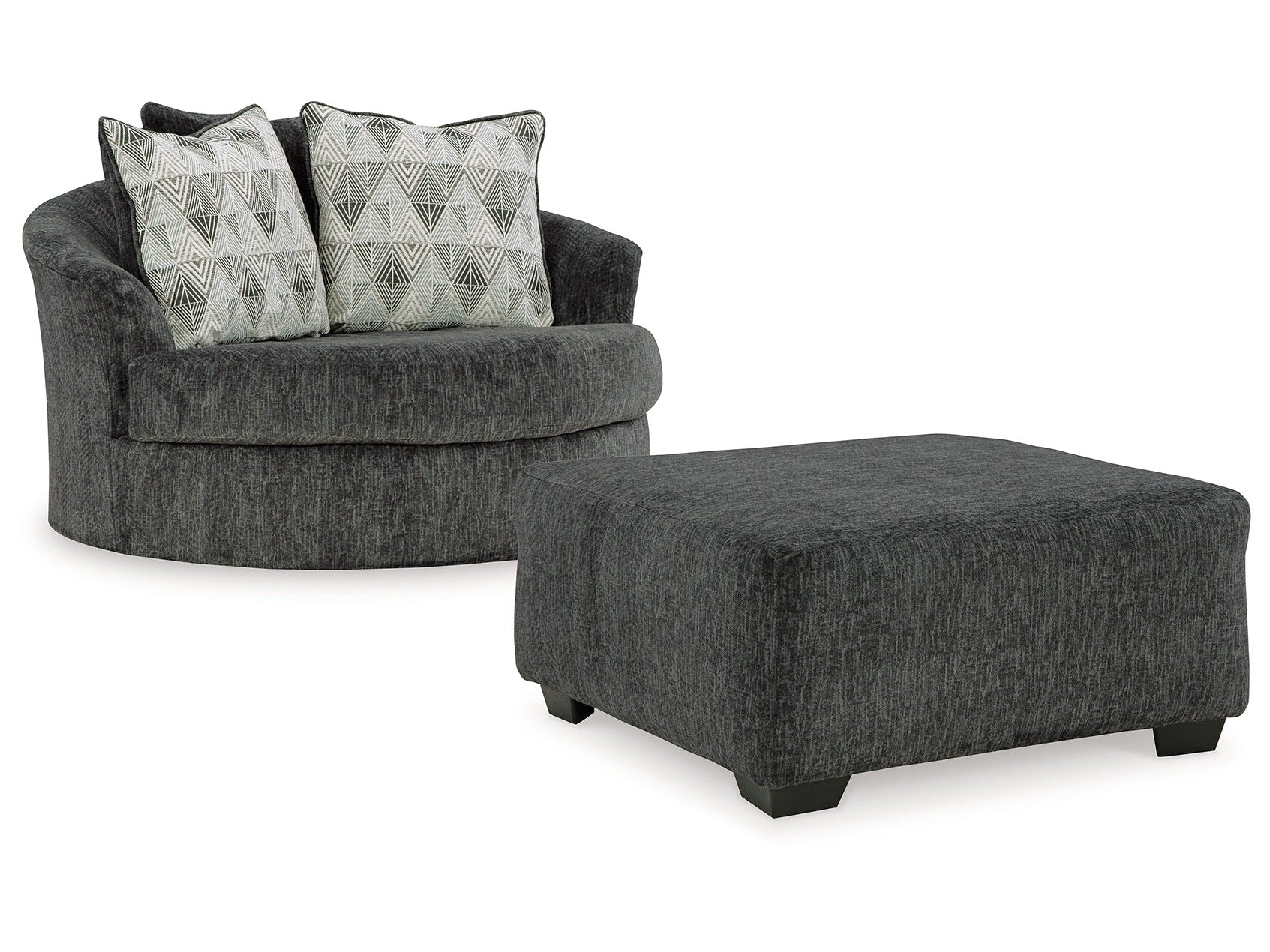 Biddeford Gray Oversized Swivel Chair and Ottoman