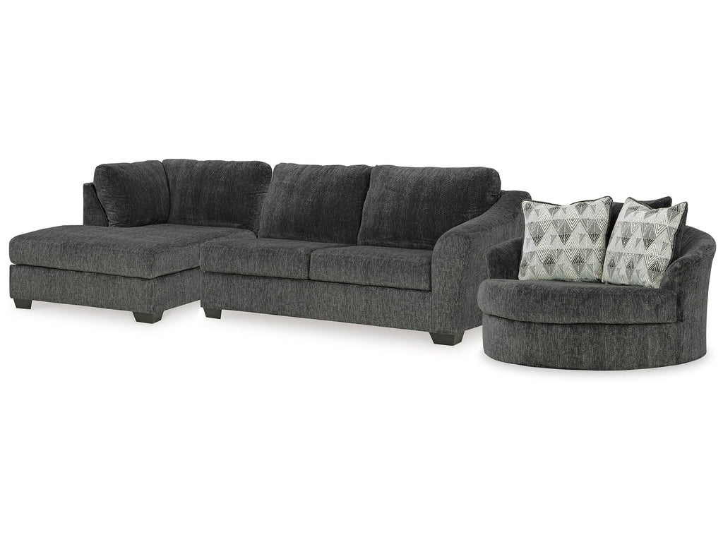 Biddeford Shadow 2-Piece Sectional & Oversized Swivel Accent Chair