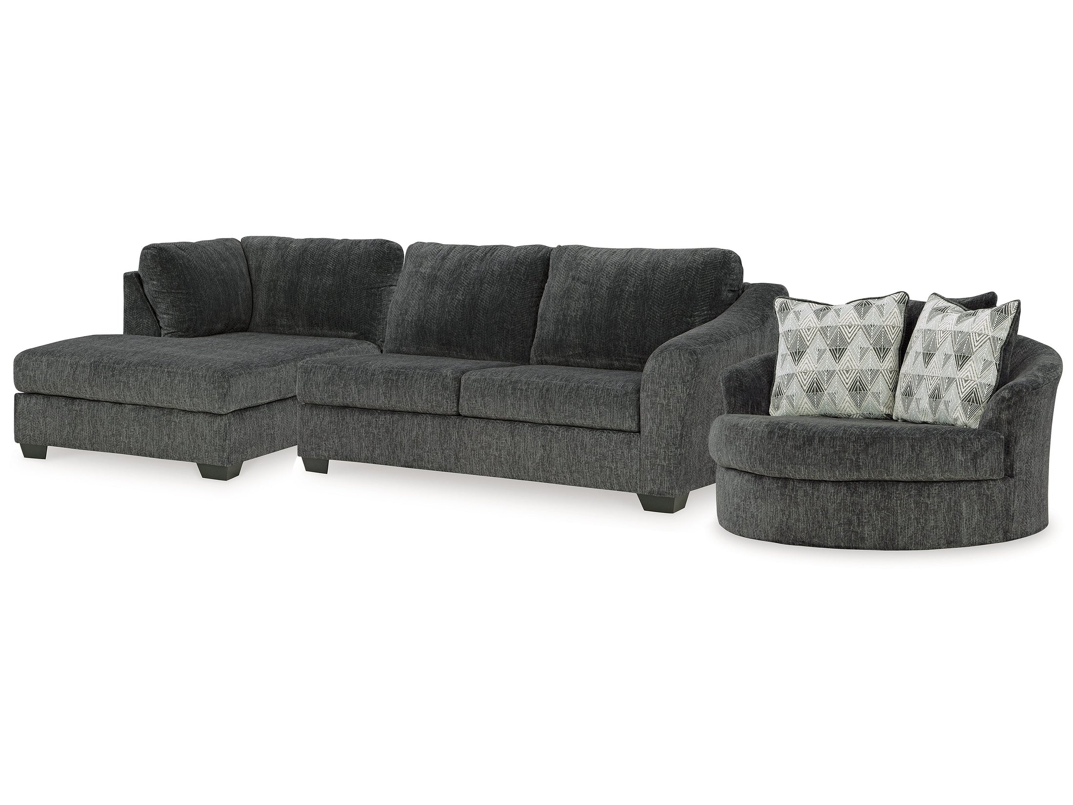 Biddeford Shadow 2-Piece Sectional & Oversized Swivel Accent Chair