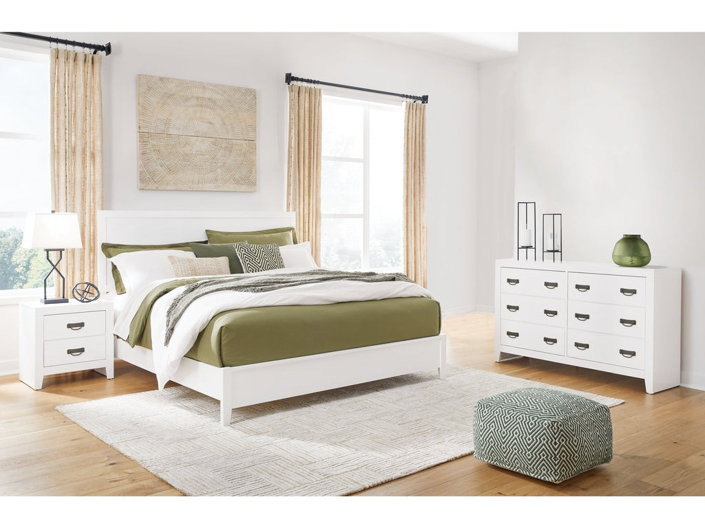 Binterglen White King Panel Bedroom Set with Dresser and Nightstand
