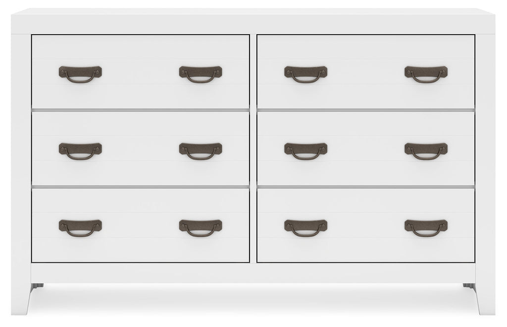 Binterglen White King Panel Bedroom Set with Dresser and Nightstand