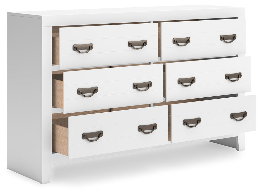 Binterglen White King Panel Bedroom Set with Dresser and Nightstand