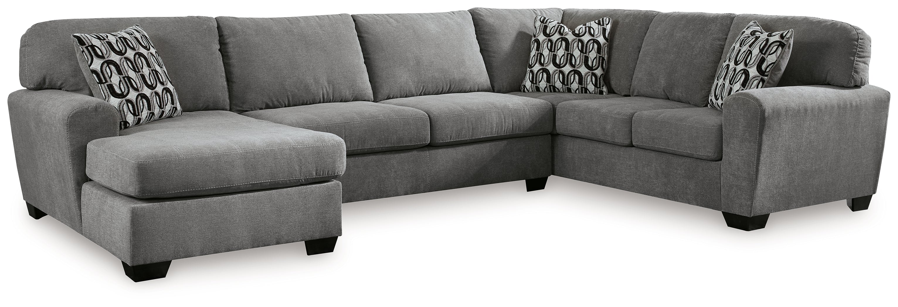 Birkdale Court Gray 3-Piece Sectional with LAF Chaise