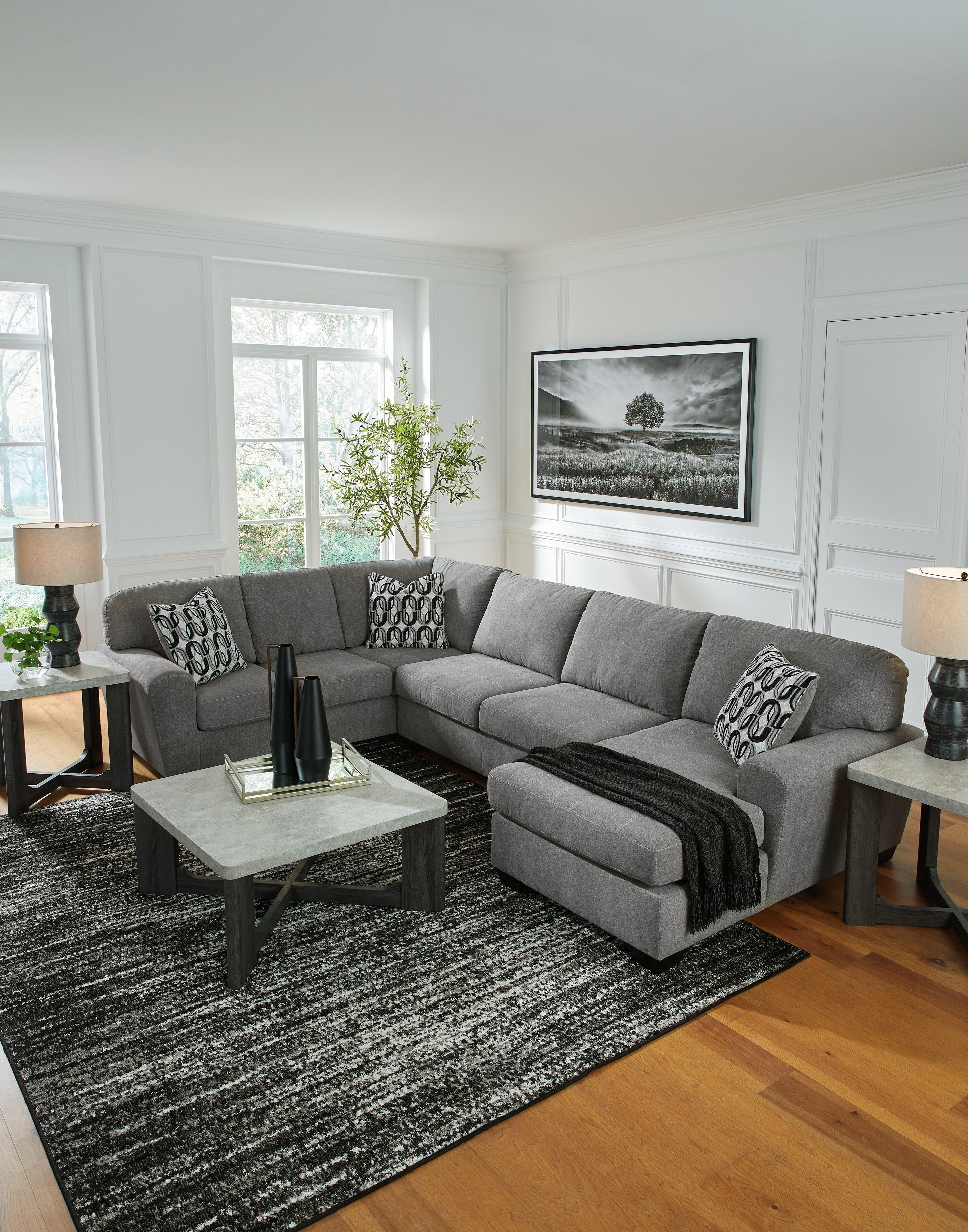 Birkdale Court Gray 3-Piece Sectional with RAF Chaise