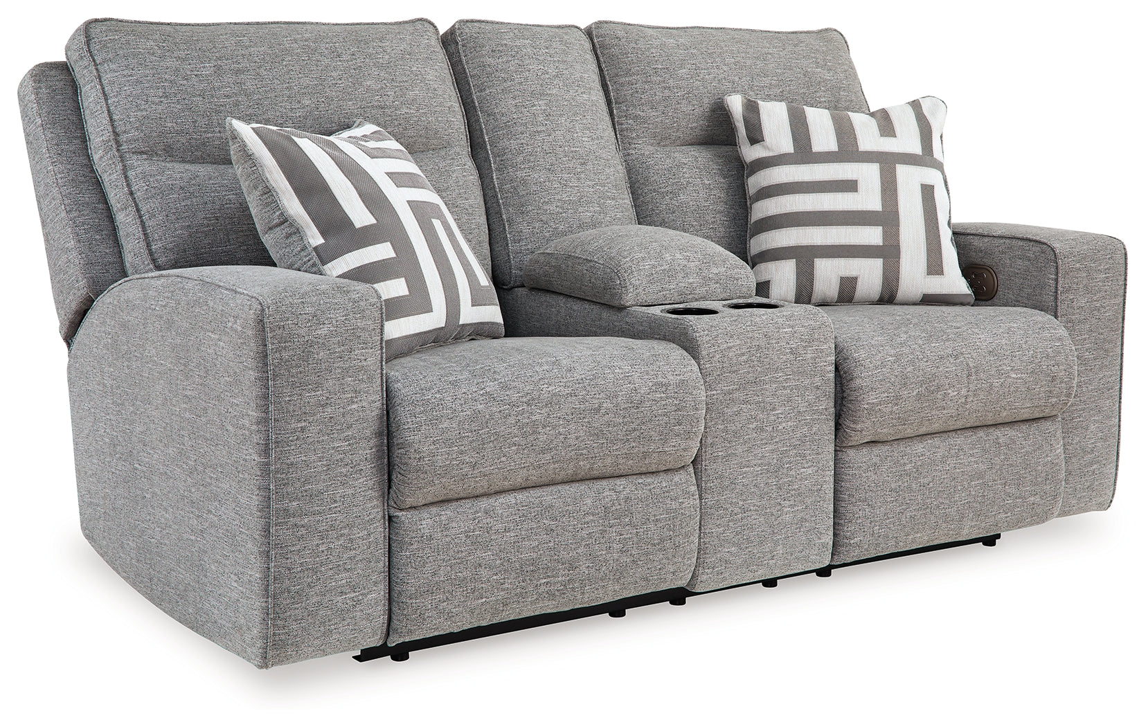 Biscoe Pewter Power Reclining Loveseat w/ Console