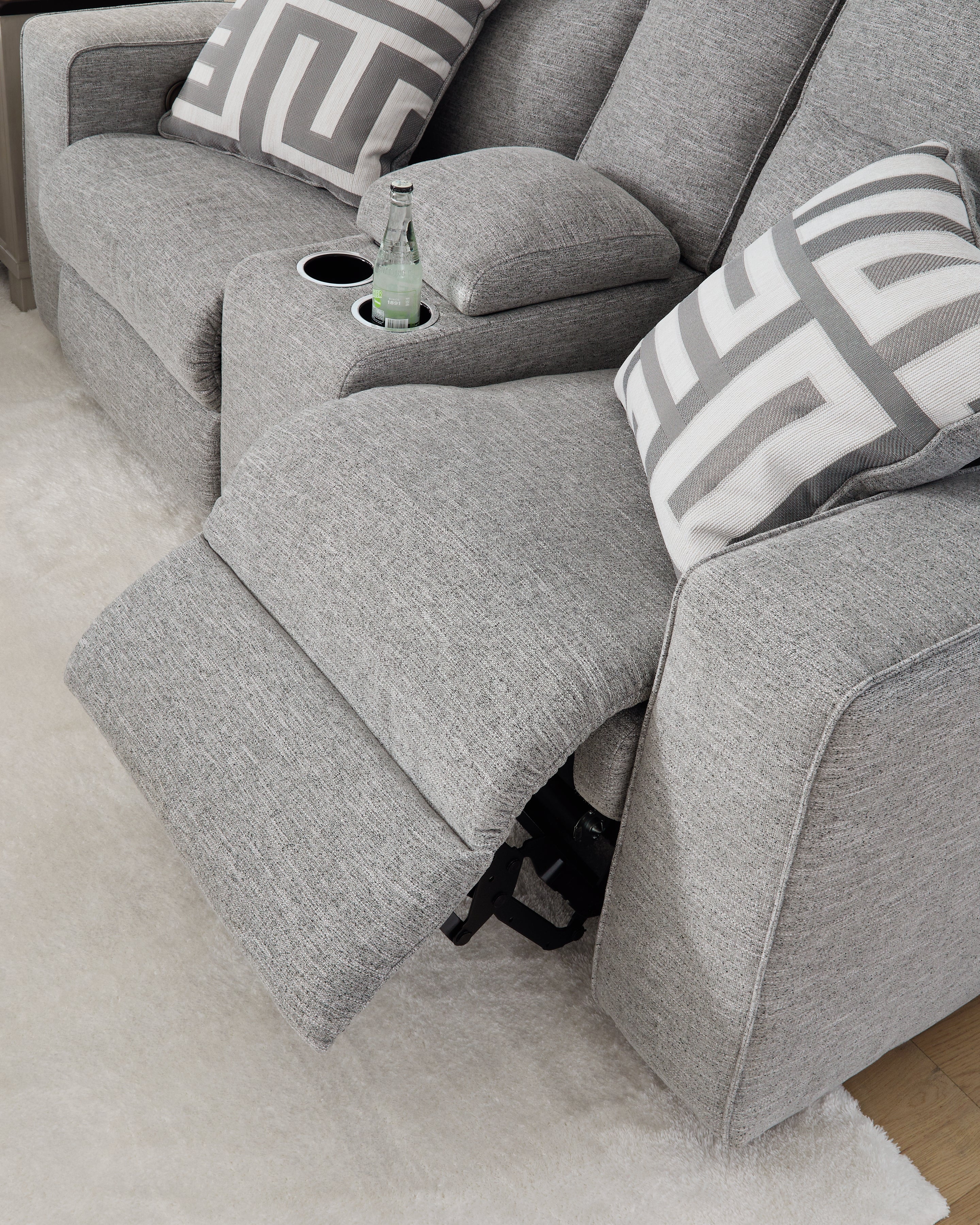 Biscoe Pewter Power Reclining Loveseat w/ Console
