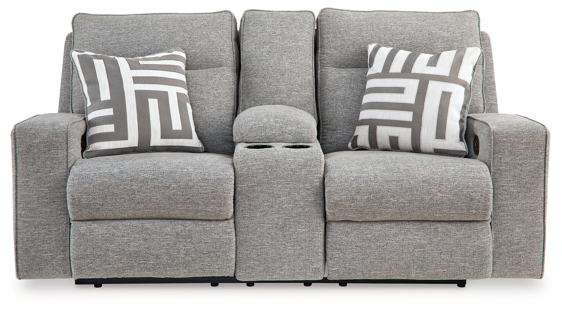 Biscoe Pewter Power Reclining Loveseat w/ Console