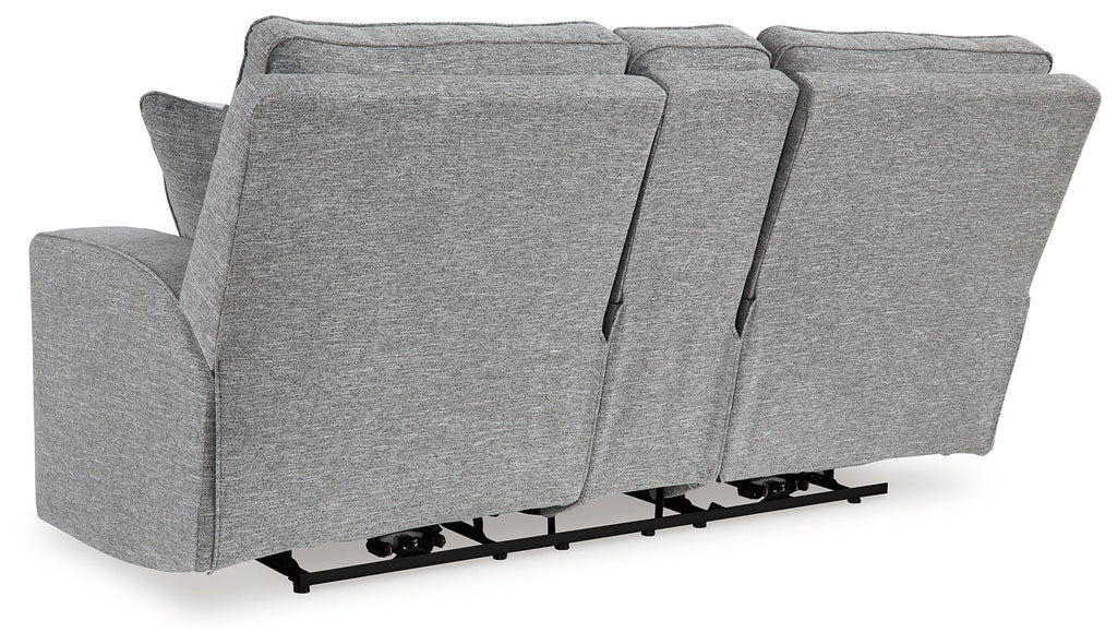 Biscoe Pewter Power Reclining Loveseat w/ Console