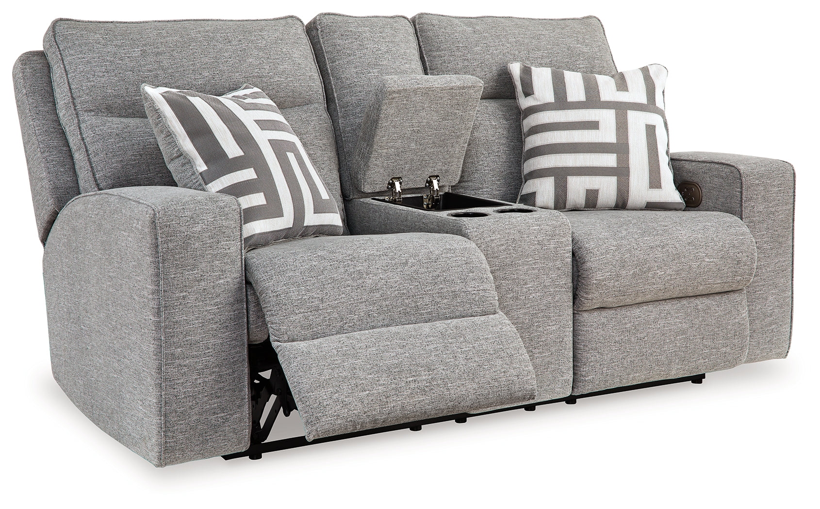 Biscoe Pewter Power Reclining Loveseat w/ Console