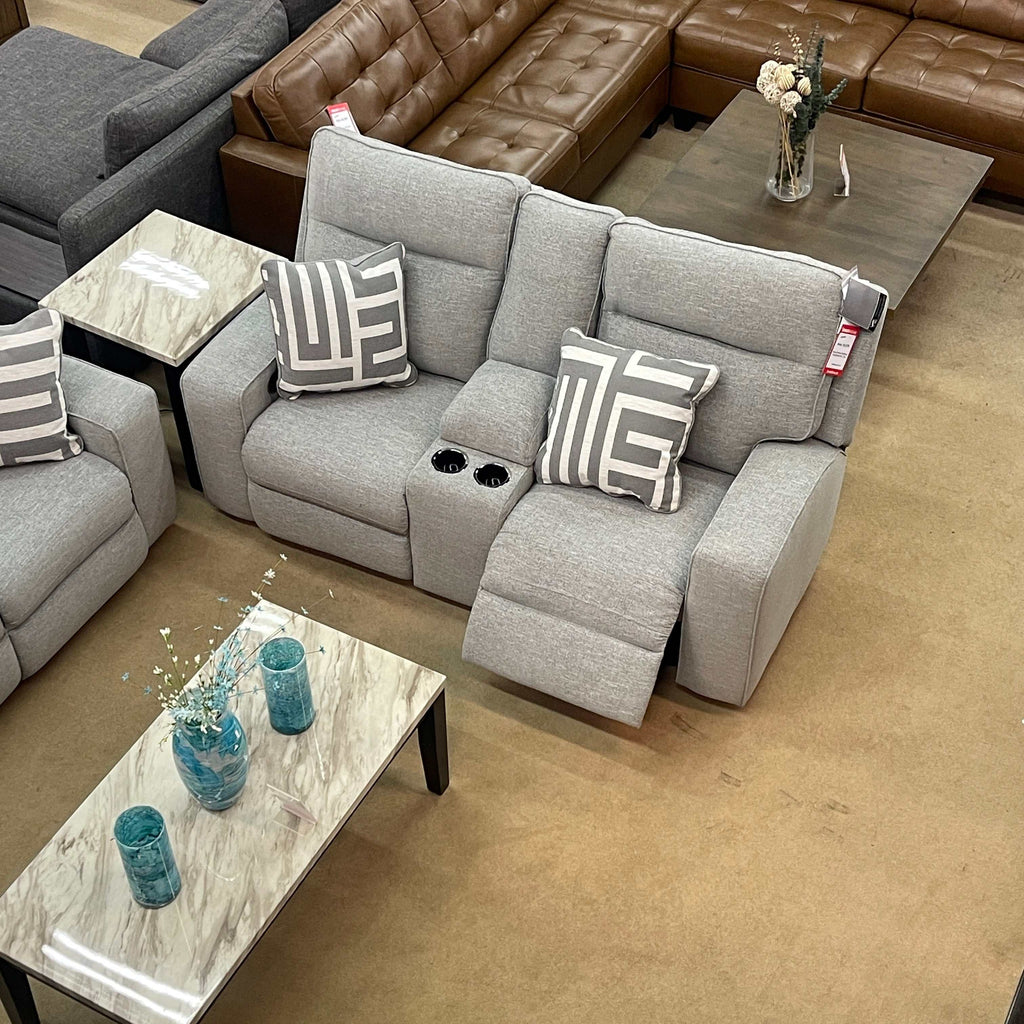 Biscoe Pewter Power Reclining Loveseat w/ Console
