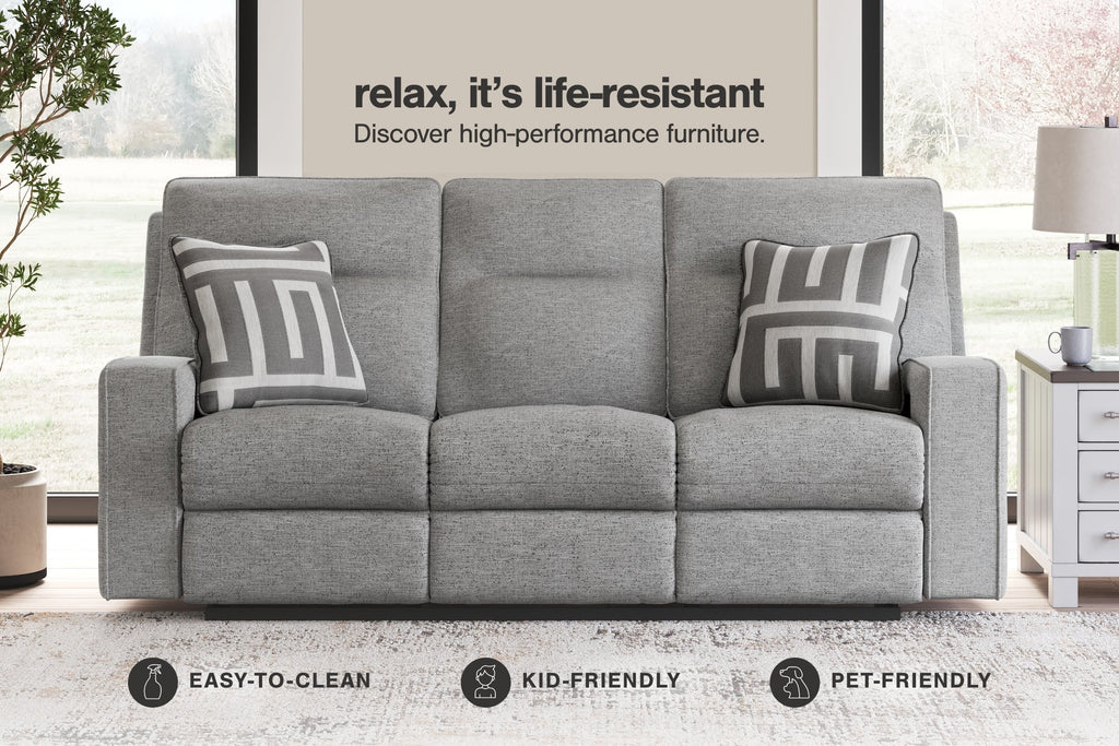 Biscoe Pewter Power Reclining Sofa and Loveseat