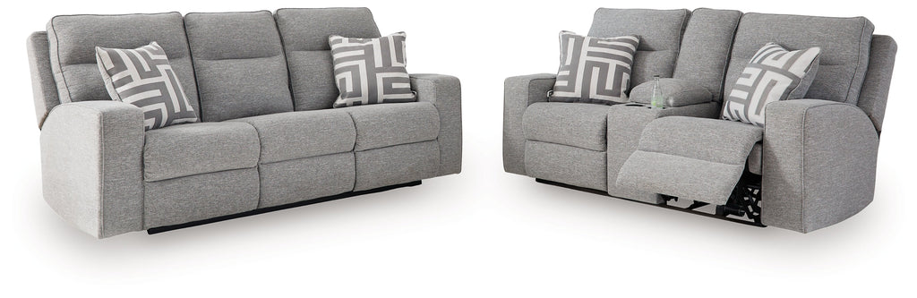 Biscoe Pewter Power Reclining Sofa and Loveseat