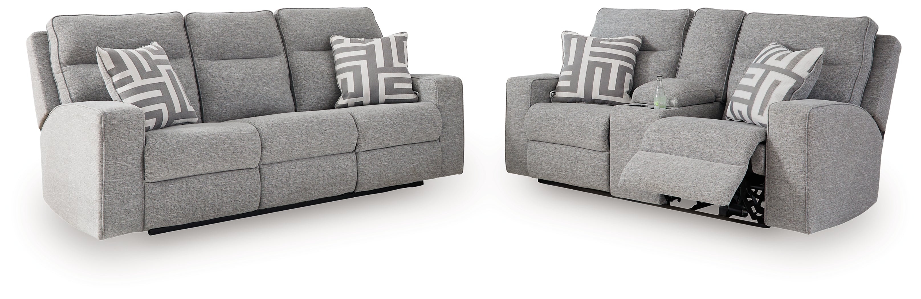 Biscoe Pewter Power Reclining Sofa and Loveseat