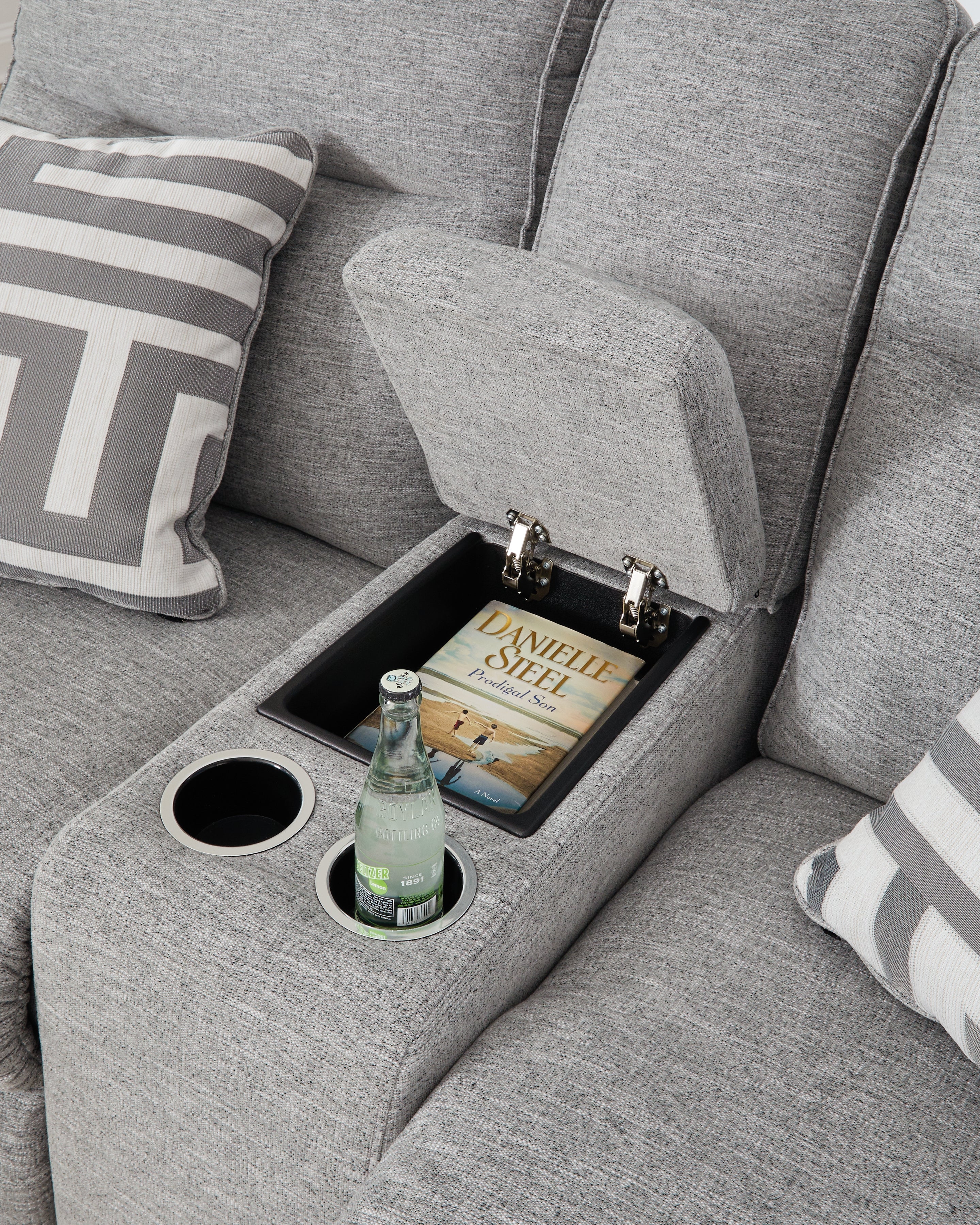 Biscoe Pewter Power Reclining Sofa and Loveseat